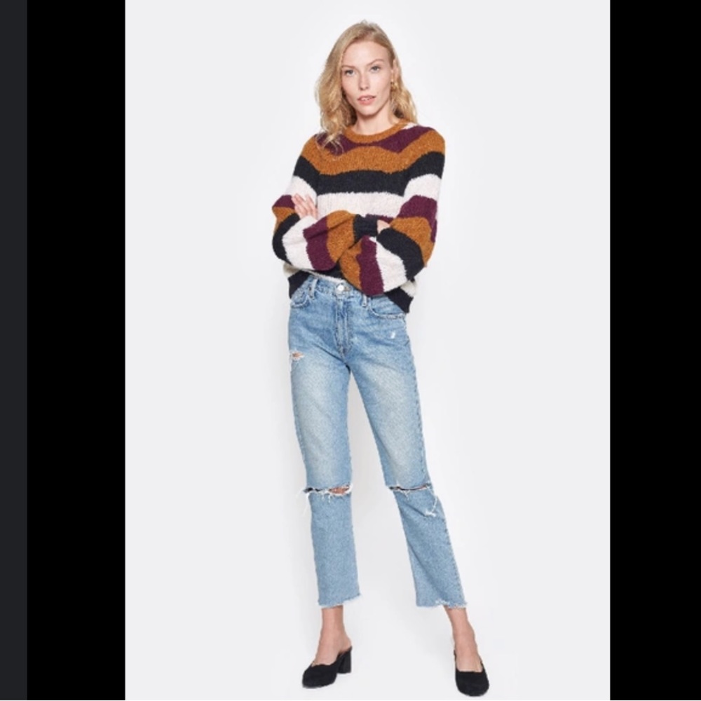 JOIE Izzie Stripe Raglan Jumper in Caviar S